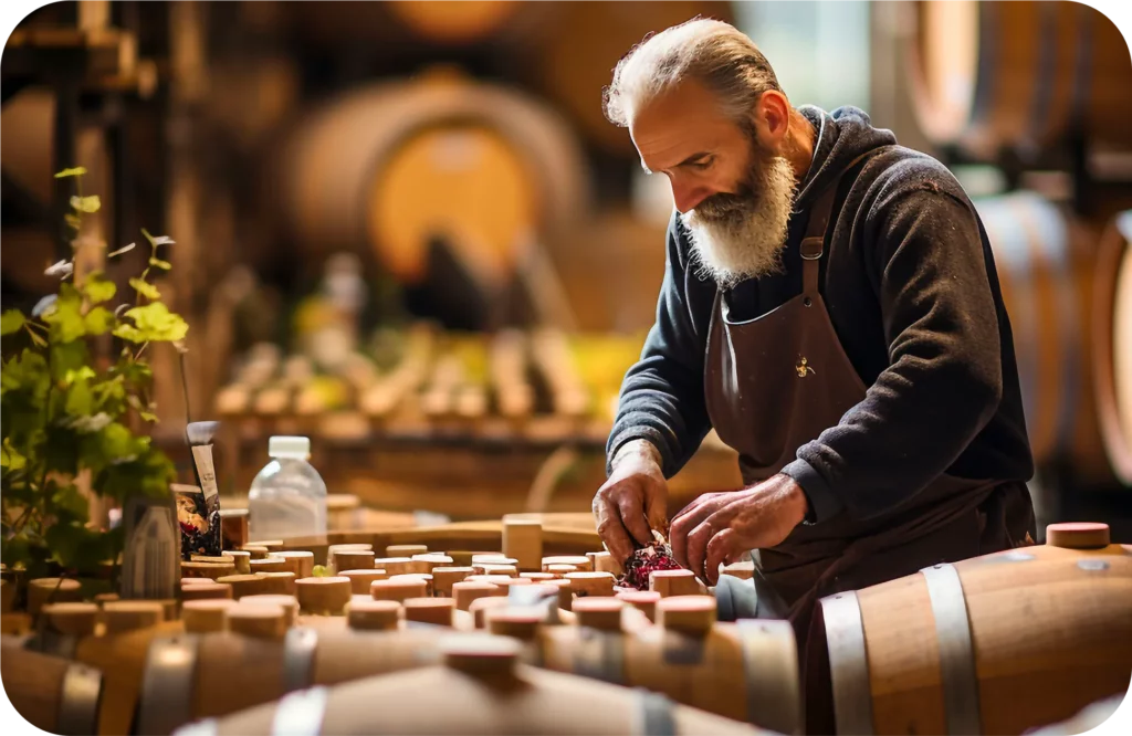 Un vigneron dans un chai