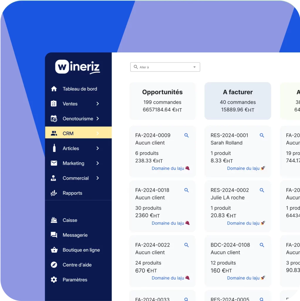 Module de rapport de ventes pour domaine viticole