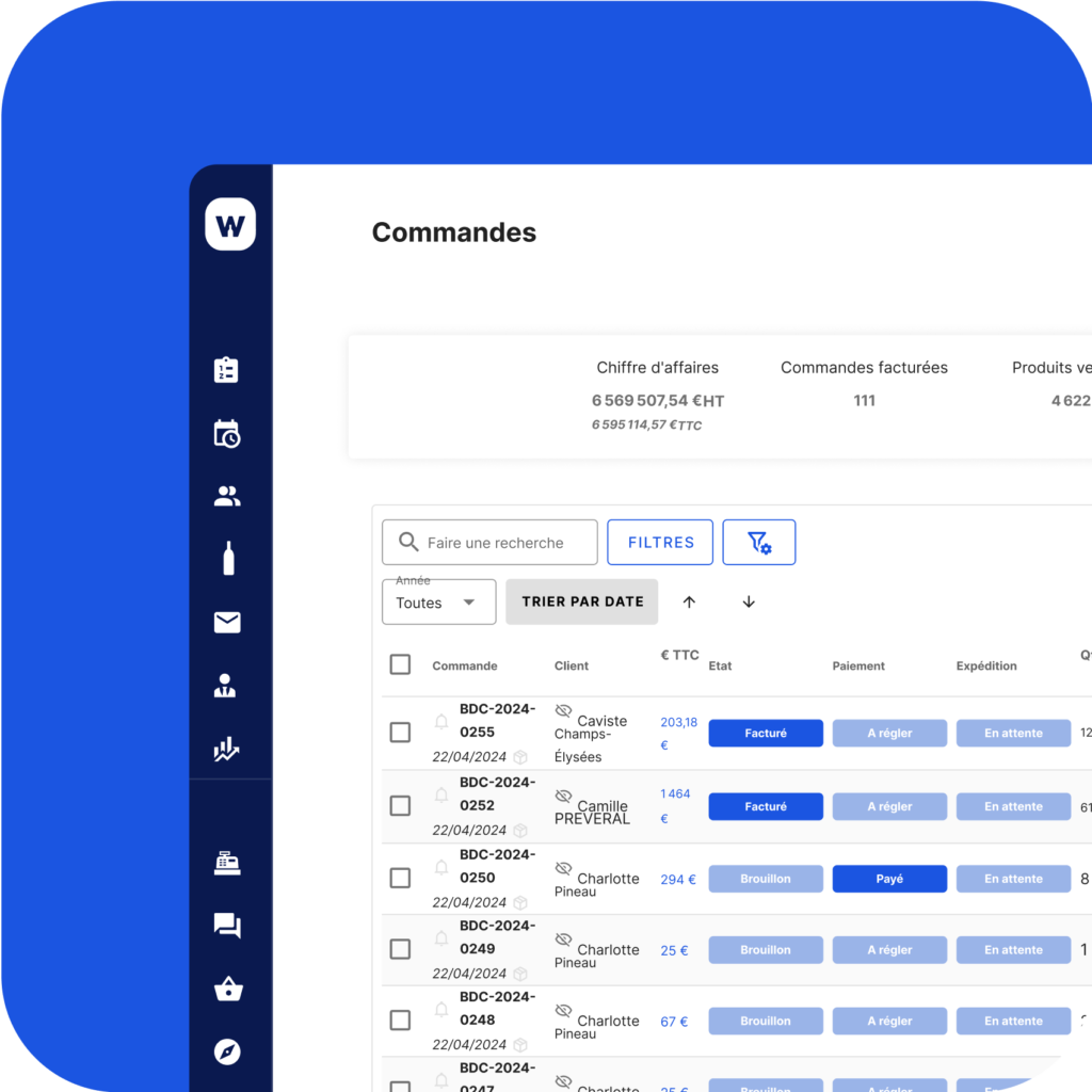 Module de rapport de ventes pour domaine viticole - Commandes