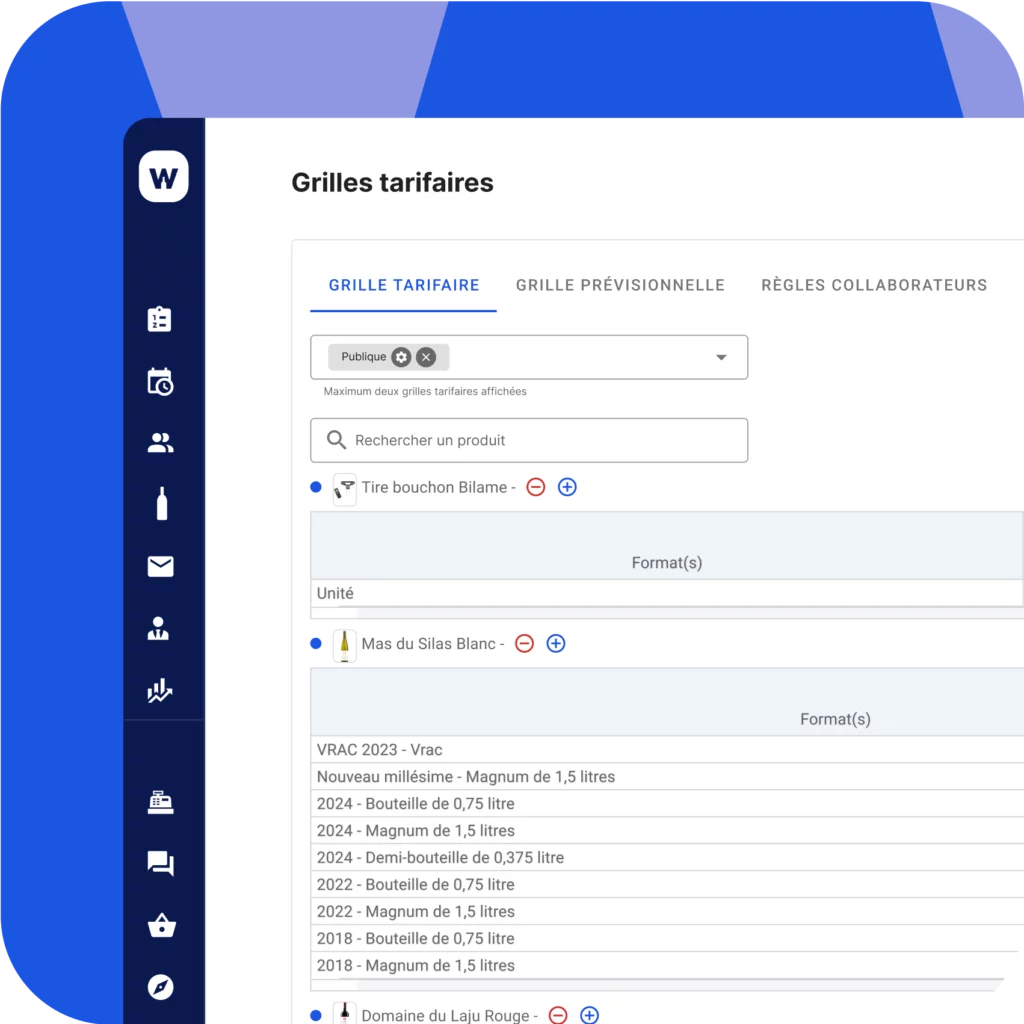 capture logiciel de gestion viticole - grille de tarification