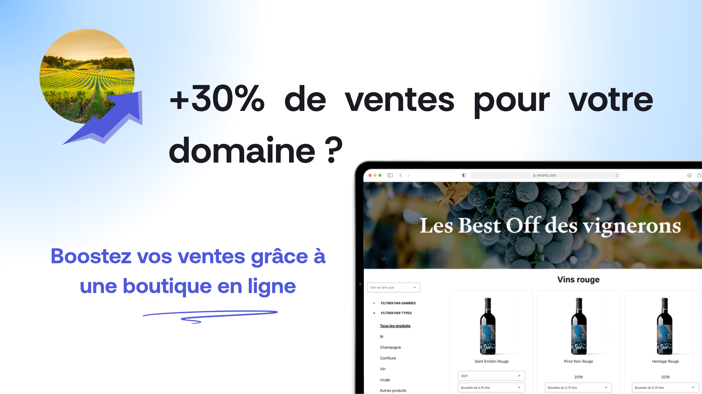 Interface d'une boutique en ligne pour montrer les avantages du e-commerce