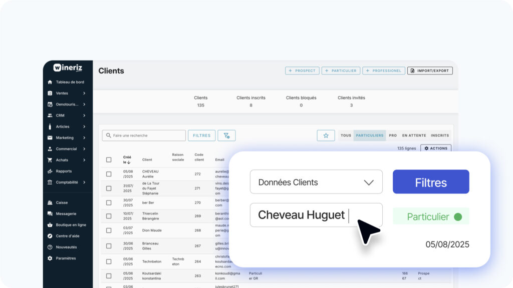 Exemple d’une fiche client viticole structurée dans un CRM