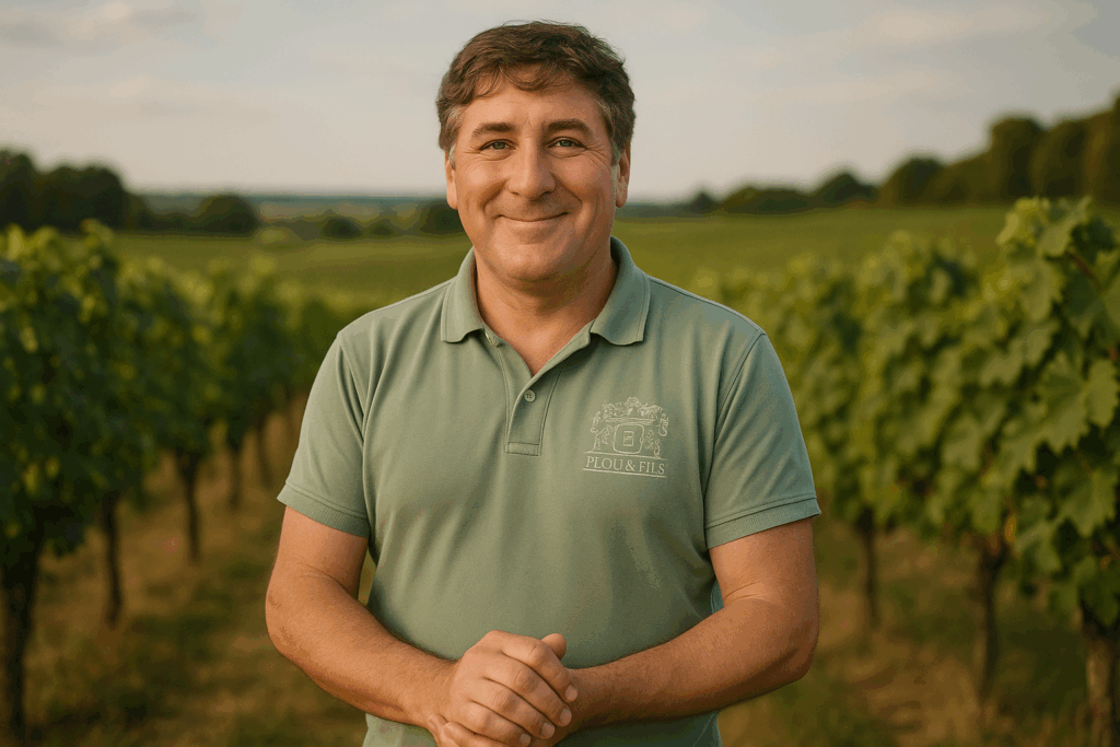 "Portrait de Guillaume Plou, vigneron du Domaine Plou & Fils et utilisateur du logiciel Wineriz"