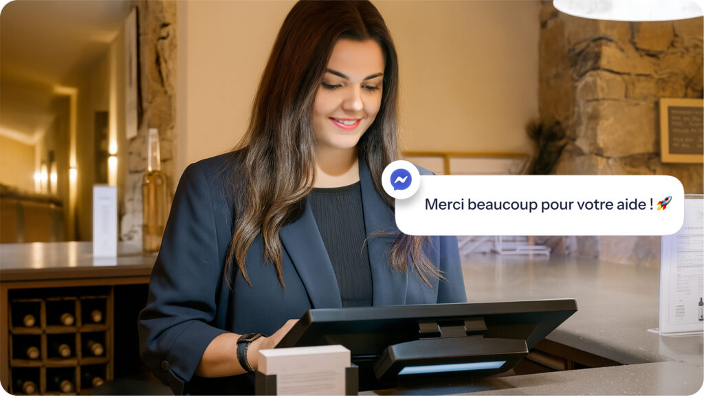 Commerciale regardant le chat du service client Wineriz