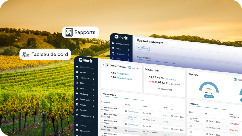 Capture du module Wineriz centralisant les données viticoles en temps réel