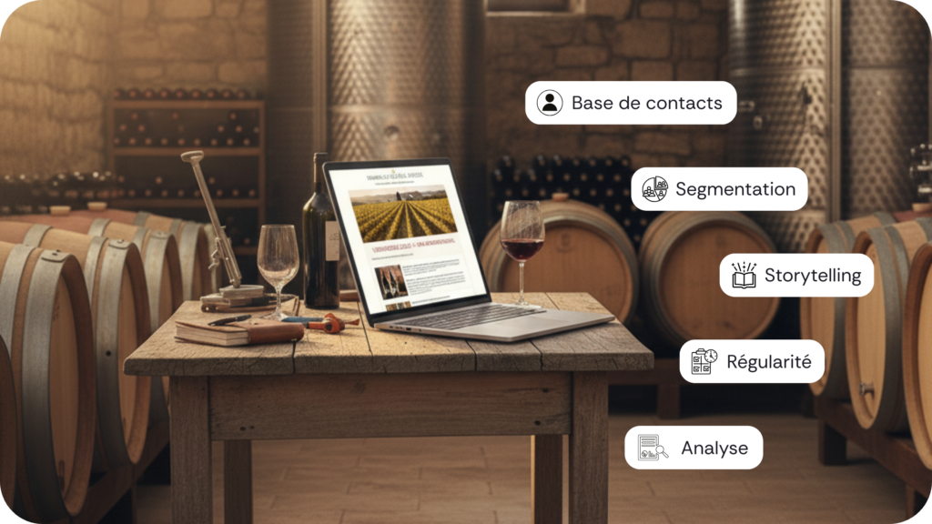 Infographie des 5 clés pour réussir une newsletter viticole