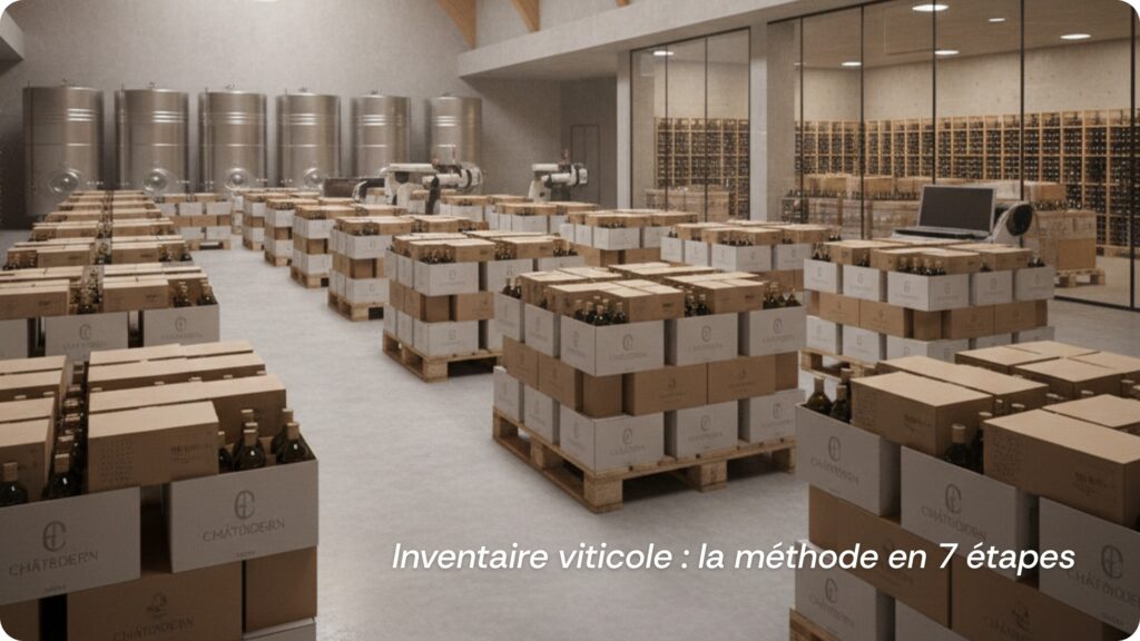 Schéma des 7 étapes pour réaliser l’inventaire viticole de fin d’année