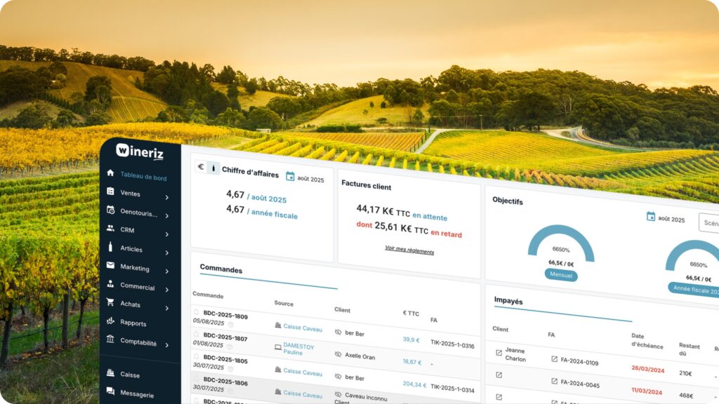Visuel de l'interface de Wineriz pour simplifier l’inventaire viticole