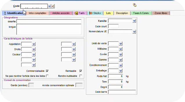 Capture d'écran de l'onglet TVA dans Isavigne