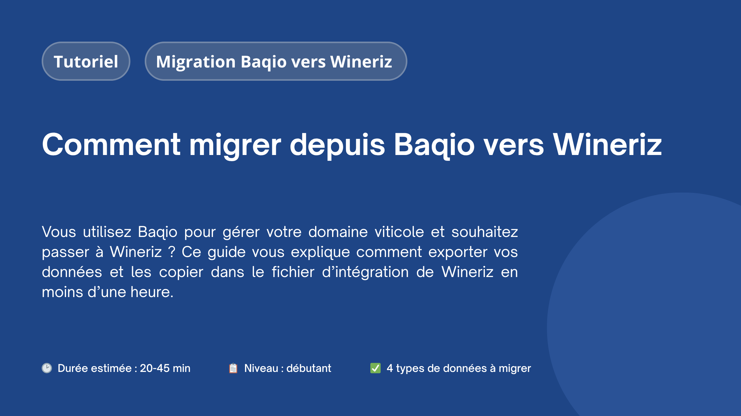 Présentation du guide complet pour migrer depuis Baqio vers Wineriz