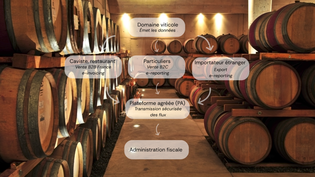Schéma e-invoicing et e-reporting pour un domaine viticole — plateforme agréée vin | Wineriz
